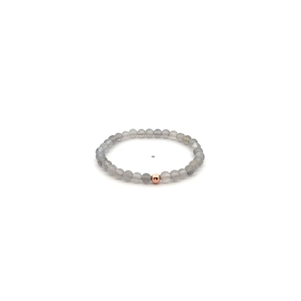 Natural Labradorite Gemstones Mini 4mm 18K Rose Gold Charm Bead